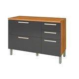 Gabinete P- Pia Cozinha Balcão C- Tampo Burguesa Premium C- 2 Portas E 3 Gavetas 120cm Freijo-grafite - Nesher