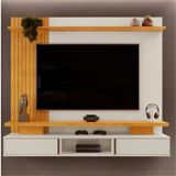 Painel Para Tv Até 65" Leoni Ripado Portas Deslizantes 180cm Bali Cedro - Fabrica 1 Móveis