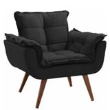 Poltrona Decorativa Opala Escritório Recepção Sala Pé Palito Suede Veludo Preta - Fábrica 1 Móveis