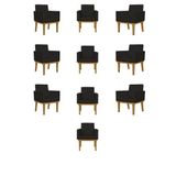 Kit 10 Poltronas Decorativas Reforçada Courino Escritorio Courino Preto