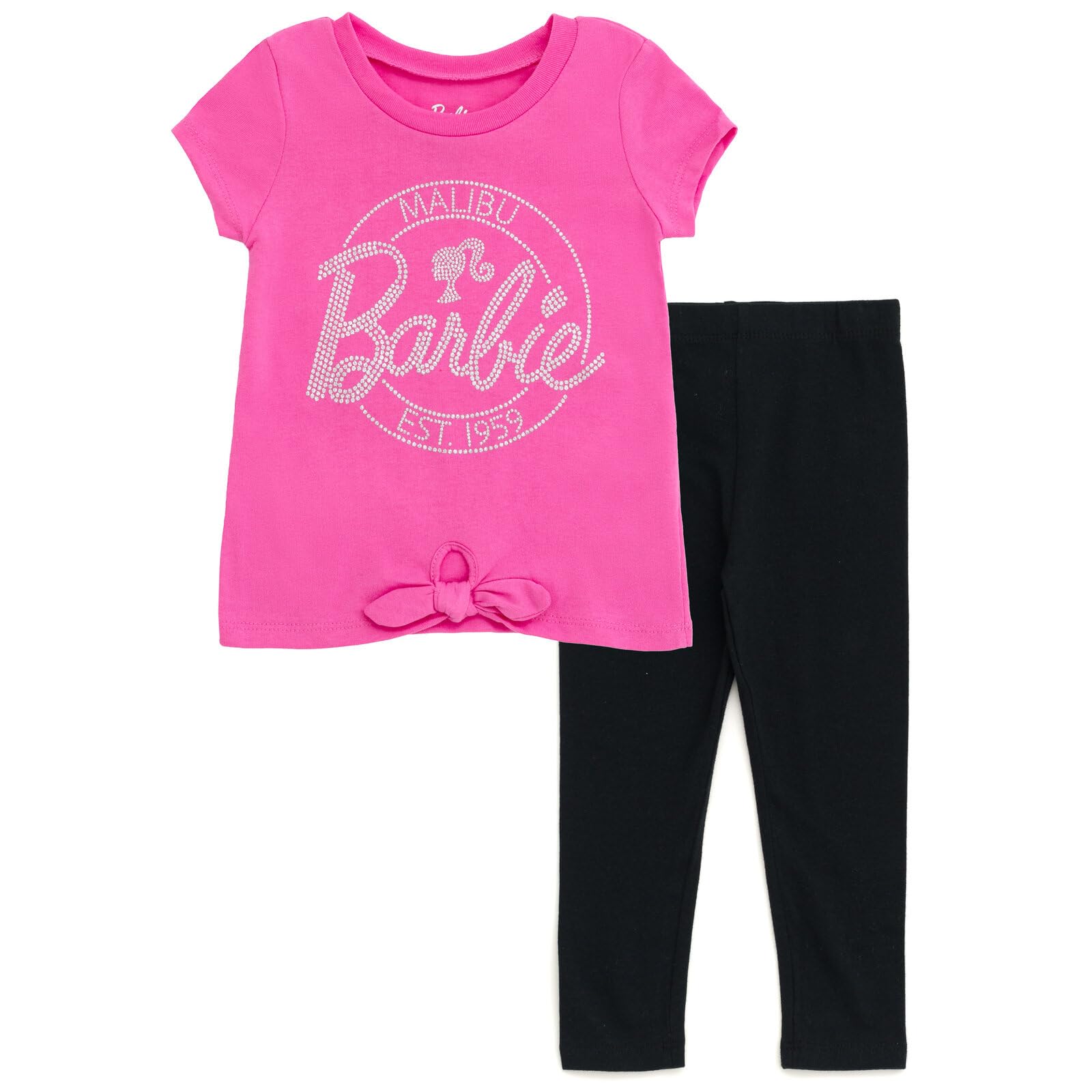 Conjunto De Roupas: Camiseta E Leggings Para Meninas Da Barbie, Rosa/preta