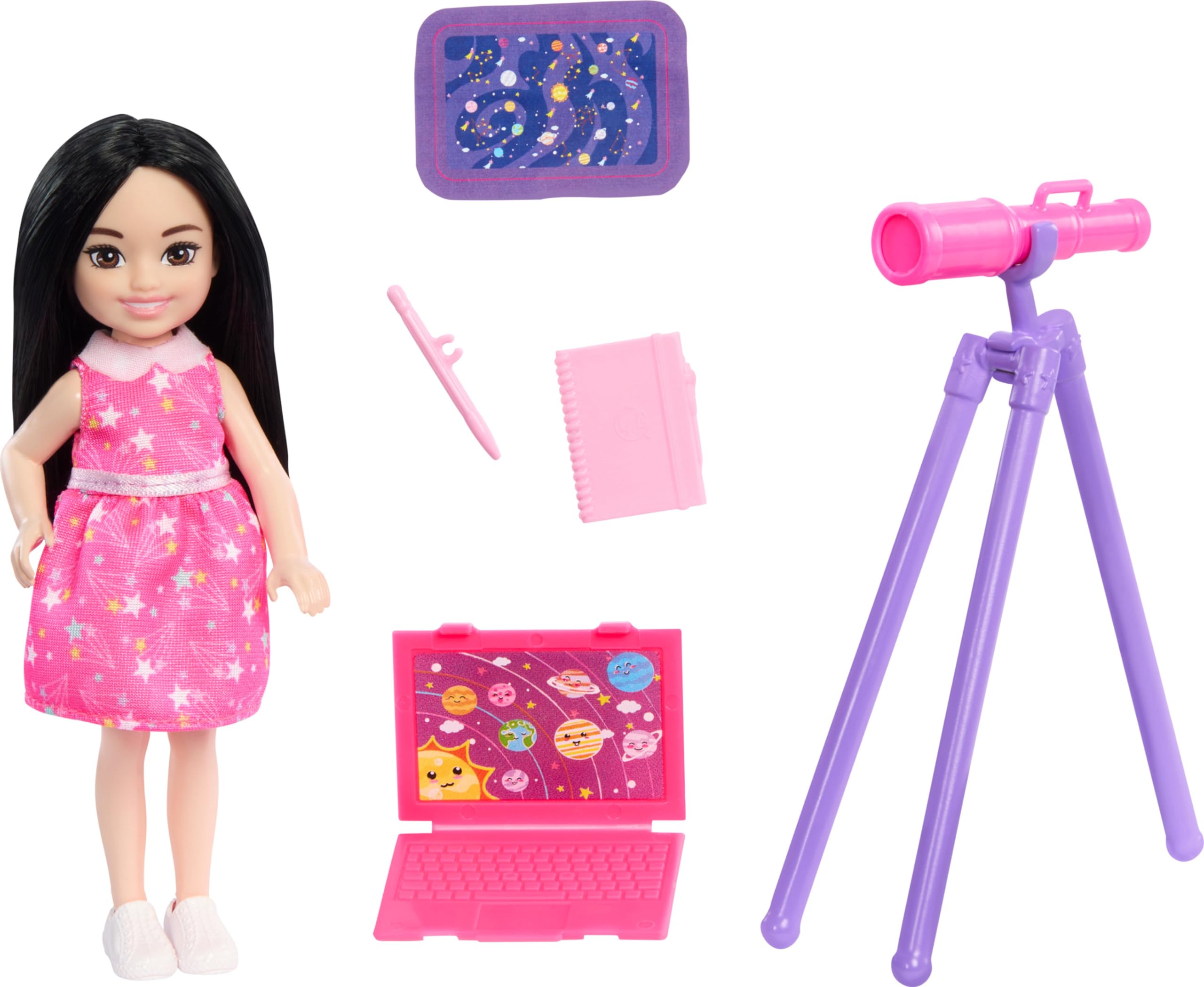 Conjunto De Brinquedos Barbie Chelsea Pode Ser Astrônoma Com Acessórios