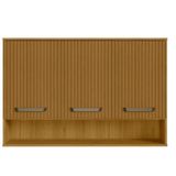 Armário Aéreo Modulado Para Cozinha 3 Portas 1,20cm Criare Freijo Ripado -fabrica 1 Móveis