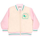 Jaqueta Bomber Barbie Girls Racing Zip-up Para Crianças Marfim/rosa 3t