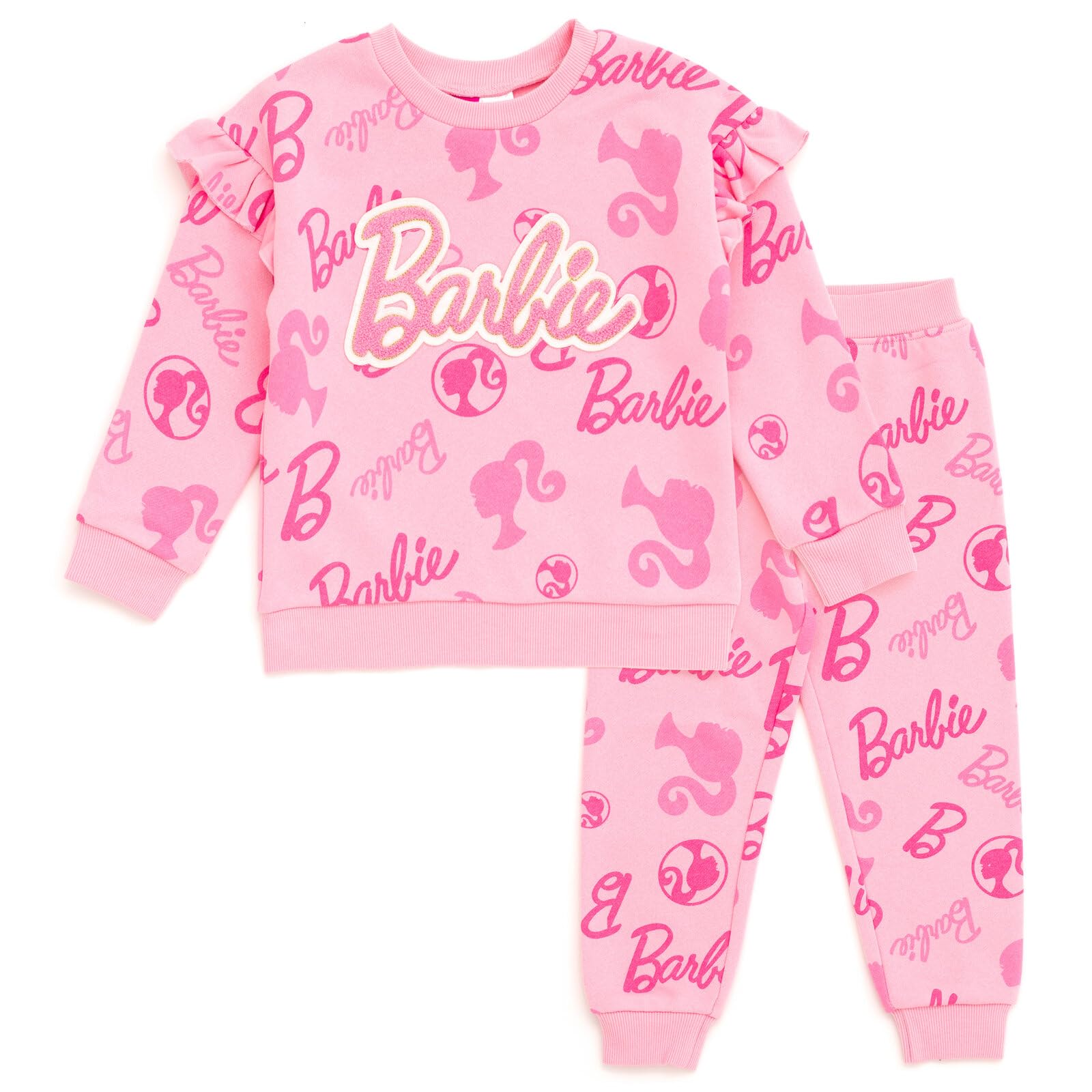 Conjunto De Roupas: Moletom De Lã Barbie Big Girls E Rosa Para Corrida