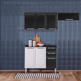 Cozinha Itatiaia Luce 7 Portas Com Balcão 2 Gavetas Preto E Armários Aéreos Pretos