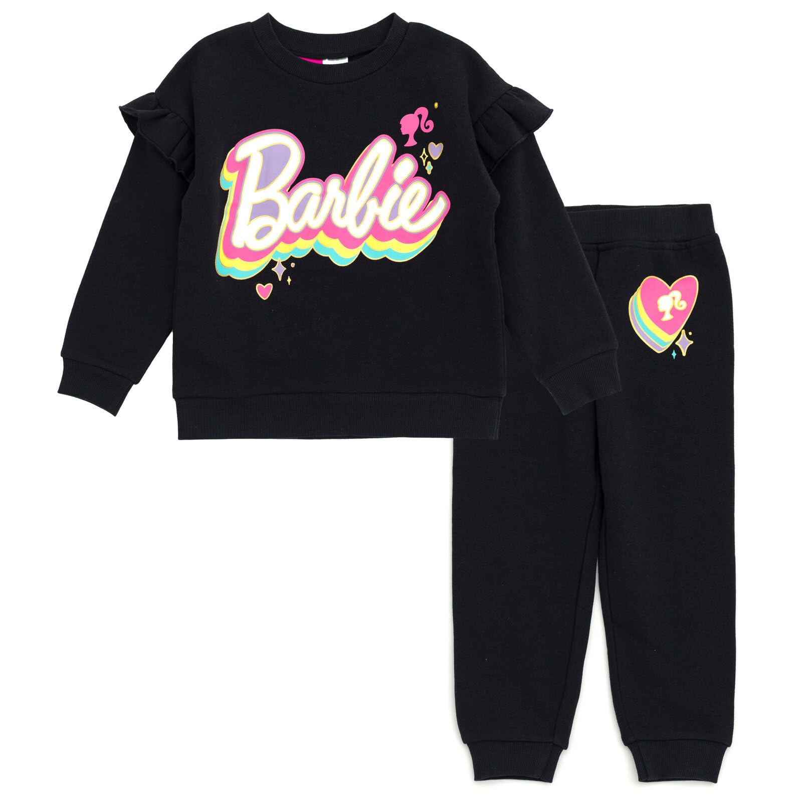 Conjunto De Roupas: Moletom De Lã Barbie Big Girls E Corredor Preto