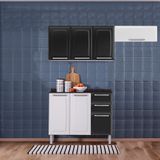 Cozinha Itatiaia Luce 7 Portas Com Balcão 2 Gavetas Preto E Armários Aéreos Preto / Branco