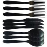 Jogo De Talheres Faqueiro Inox Black Premium 9 Peças - Garfos Facas E Colheres