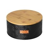 Lata Hermética Porta Biscoito Doce Tampa De Bambu Preto