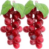 Kit 4 Cachos De Uva Vermelha Fruta Artificial Silicone 12cm