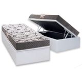 Cama Box Baú Solteiro Colchão Anatômico Herval D28 Ag65 Ortopedic Black + Base Crc Courano White 88x188