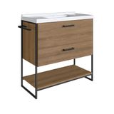 Gabinete Para Banheiro 80cm P1008 Preto Mel Com Lavatório