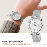Relogio Aço Feminino Prata Qualidade Premium Inoxidável Presente Social Ponteiro Casual Original