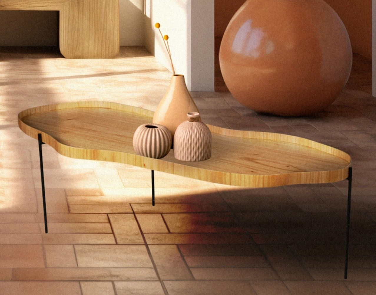 Mesa De Centro Formato Orgânico Lotus Cinamomo