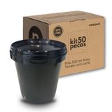 Pote Plástico Hermético Pequeno Preto - 50 Pçs