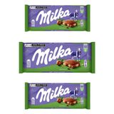 Chocolate Milka Avelãs Inteiras Barra Kit Com 3 Unid De 100g
