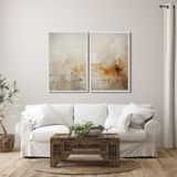 Quadro Decorativo Modelo Rústico Com 2 Telas De Parede Para Sala Quarto Escritório 60cm X 90cm Sem Vidro Branco