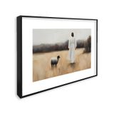 Quadro Decorativo Religioso Cordeiro De Deus Com 1 Tela Cm Ou Cm De Parede Para Sala Quarto Hall 60c Sem Vidro Preto