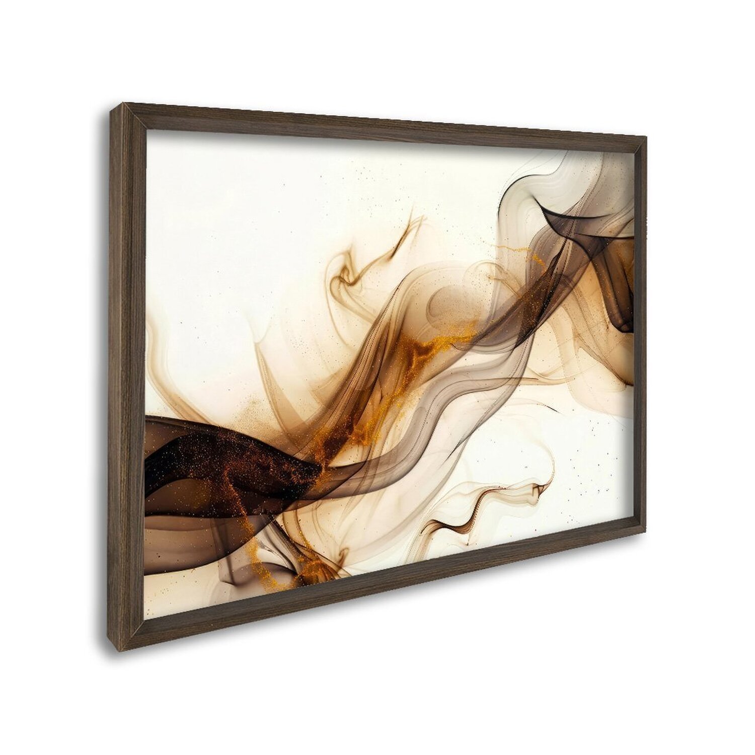 Quadro Decorativo Abstrato Movimento Com 1 Tela De Parede Para Escritório Banheiro Hall 60cm X 90cm Com Vidro Marrom