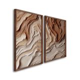Quadro Decorativo Modelo Barro Com 2 Telas De Parede Para Sala Quarto Escritório 60cm X 90cm Com Vidro Marrom