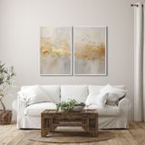 Quadro Decorativo Modelo Rústico Com 2 Telas De Parede Para Sala Quarto Escritório 60cm X 90cm Com Vidro Branco