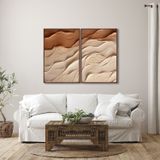 Quadro Decorativo Modelo Areia Com 2 Telas De Parede Para Sala Quarto Escritório 60cm X 90cm Sem Vidro Marrom