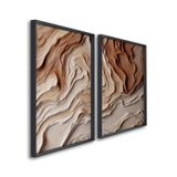 Quadro Decorativo Modelo Barro Com 2 Telas De Parede Para Sala Quarto Escritório 60cm X 90cm Com Vidro Preto