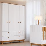 Guarda Roupa De Bebê 4 Portas 4 Gavetas Chantilly Expresso Móveis Branco/nature