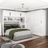 Guarda-roupa Casal Modulado 4 Portas Santiago 3 Portas 5 Gavetas Branco