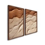 Quadro Decorativo Modelo Areia Com 2 Telas De Parede Para Sala Quarto Escritório 60cm X 90cm Com Vidro Marrom