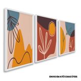 Quadro Decorativo Composição 3 Telas De Parede Para Sala Quarto Escritório 60cm X 90cm Com Vidro Branco
