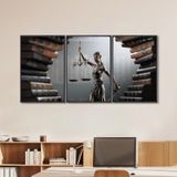 Quadro Decorativo Temático Direito Livros Com 3 Telas Para Banheiro Escritório Sala Com Vidro Preto