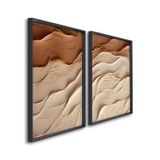 Quadro Decorativo Modelo Areia Com 2 Telas De Parede Para Sala Quarto Escritório 60cm X 90cm Com Vidro Preto