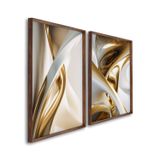 Quadro Decorativo Abstrato Com 2 Telas De Parede Para Sala Quarto Escritório 60cm X 90cm Sem Vidro Marrom