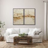 Quadro Rachaduras No Solo Decorativo Com 2 Telas De Parede Para Sala Quarto Escritório 60cm X 90cm Sem Vidro Preto