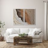 Quadro Decorativo Modelo Pedra Rachada Com 2 Telas De Parede Para Sala Quarto Escritório 60cm X 90cm Com Vidro Branco
