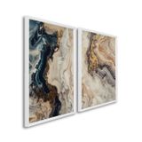 Quadro Decorativo Formas Em Movimento Com 2 Telas De Parede Para Sala Quarto Escritório 60cm X 90cm Sem Vidro Branco