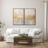 Quadro Decorativo Modelo Rústico Com 2 Telas De Parede Para Sala Quarto Escritório 60cm X 90cm Com Vidro Marrom