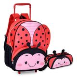Mochila De Carrinho Com Estojo Duplo Escolar Meninas