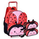 Mochila Carrinho Escolar Com Dois Estojos Feminino Delicado