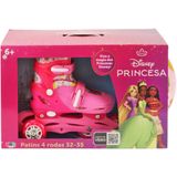 Patins Princesas 2 Em 1 Inline E Triline 32-35 Com Kit De Protecao Bbr