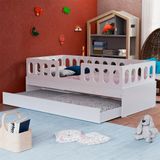Cama Infantil Lara Solteiro Com Cama Auxiliar Branco - Baby Mobília - Branco