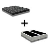 Cama Box Casal 138 Bipartido Tecido Branco Com Colchão D20 Tampo Preto 12cm