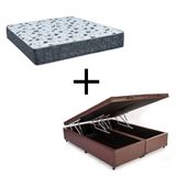 Cama Box Baú King 193 Tecido Marrom Com Colchão Alegro Bello Box D28 Cinza 58x193x203