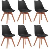 Kit 6 Cadeiras De Jantar Estofadas Leda Vértice Natural Madeira Maciça - Preto