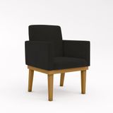 Poltrona Decorativa Base Reforçada Escritório Recepção Sala Cor:preto Preto