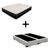 Cama Box Queen 158 Tecido Branco Com Colchão Paris Molas Preto 66x158x198