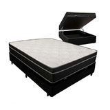 Cama Box Baú Viúva 128 Tecido Preto Com Colchão Paris De Molas Preto 67x128x188