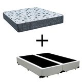 Cama Box Casal 138 Bipartido Tecido Branco Com Colchão Alegro D28 Cinza 57x138x188
